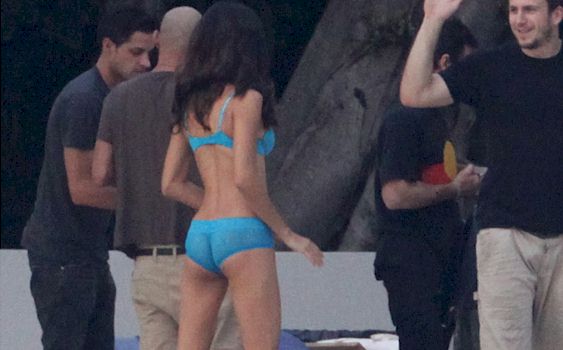 Adriana Lima is totally wearing a sheer bikini bottom at this Victoria's