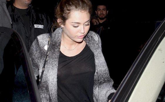 Miley Cyrus skipped out on wearing a bra while going out to dinner at Casa