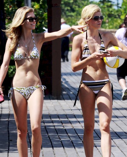 Annalynne and Angel McCord in bikinis