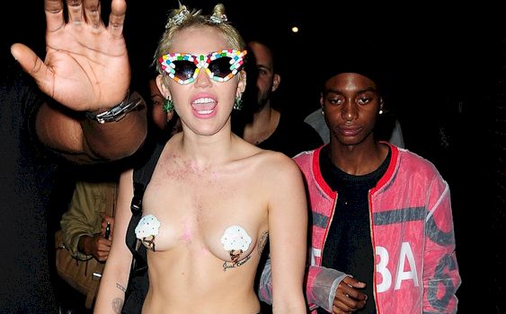 Miley Cyrus Topless in Pasties at New York Fashion Week! 