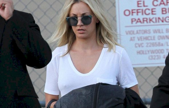 Candids of Kaley Cuoco leaving the Jimmy Kimmel Live studio! 