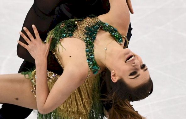 Figure Skater Gabriella Papadakis suffered a wardrobe malfunction while doi...