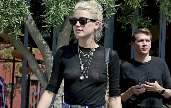 Amber Heard in a Black and Sheer Top! 