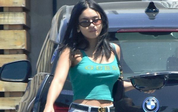 Candids of Vanessa Hudgens and her hard nipples in a tiny top while leaving...