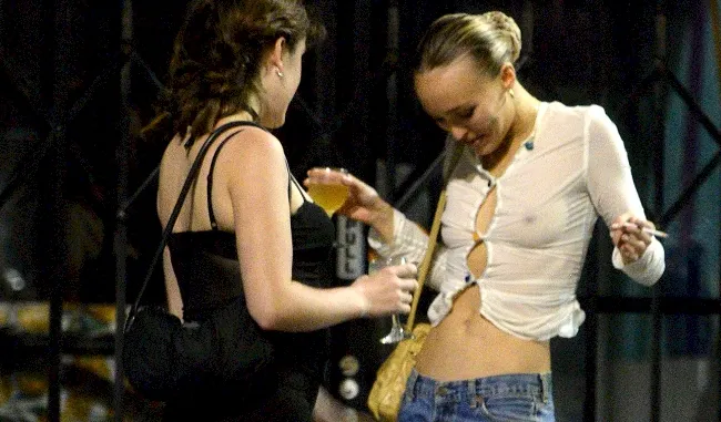 Lily-Rose Depp nipples in a see through top