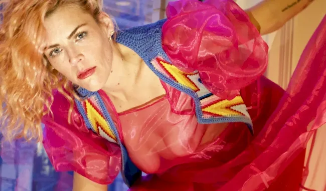 Busy Philipps nipples in a sheer top