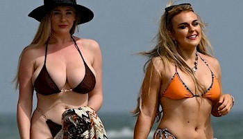 Bethany Jayne Porn - Tallia Storm and Bethany Lily at the Beach Together! - The Nip Slip
