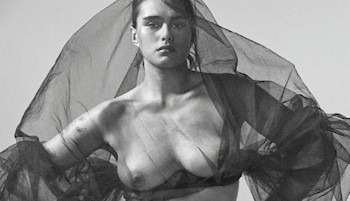 Dutch fashion model Jill Kortleve posing topless in the May 2022 issue of H...
