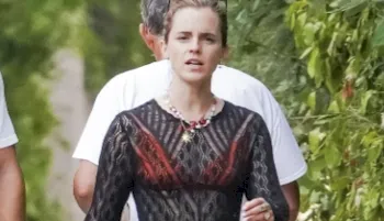 Emma Watson hiking in a bikini and lace dress
