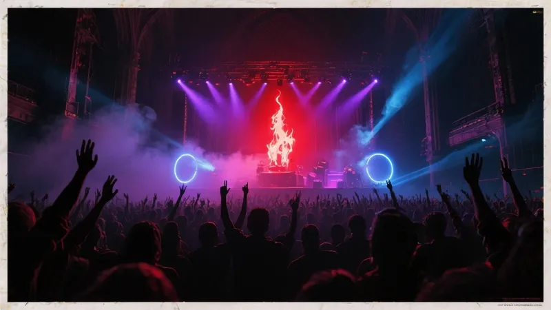 crowd watching a stage lit up with cool lights