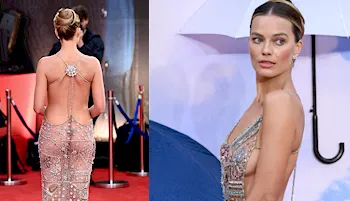 Margot Robbie in a sexy silver dress on the red carpet