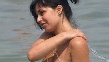 Close up profile view of a woman in the water