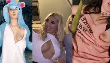 Collage of three streamer girl nipple slips