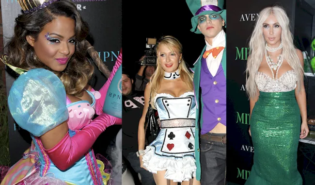 Christina Milian, Paris Hilton and Kim Kardashian celebrating Halloween in costumes