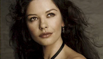 Close up of Catherine Zeta-Jones' face as she looks upward