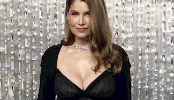 Cropped close up of Laetitia Casta's face and chest