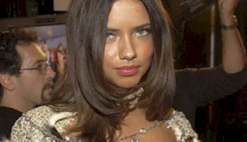 Close up of Adriana Lima's face