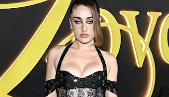 Close up of woman looking grumpy on the red carpet