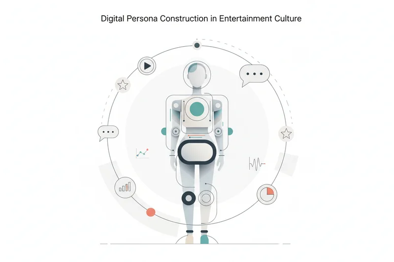 graphic of digital outline of a human body with a ring of various social media icons and symbols around it