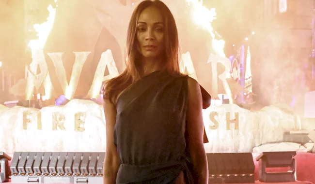 Zoe Saldaña Leggy and Braless at Avatar: Fire and Ash Premiere!