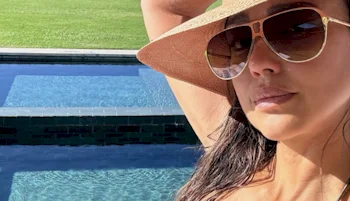 Close up of Jessica Alba's face wearing sunglasses