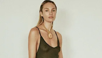 Candice Swanepoel in a Sheer Black Dress!