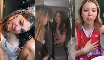 Three panels of girl streamer nipple slips