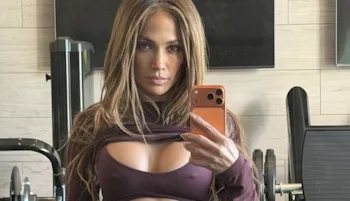 Jennifer Lopez selfie in a sports top
