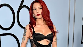 Close up of Halsey in a skimpy dress