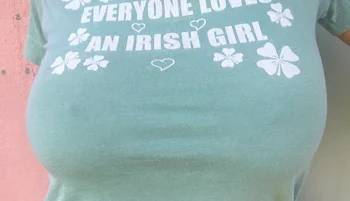 Charlotte McKinney Braless in St. Patrick’s Day T-Shirt!