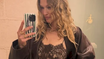 Toni Garrn Selfie In See Through Lace Dress!