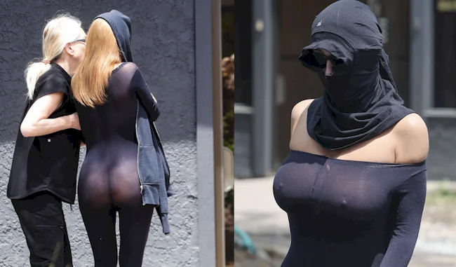Bianca Censori In A Sheer Bodysuit When Out In LA!