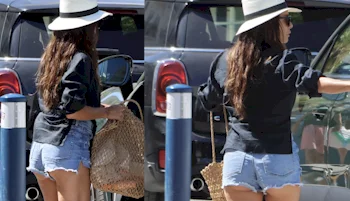 Eva Longoria Show Ass Cheeks In Denim Shorts!