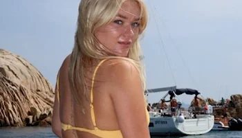 Katie Sigmond In Yellow Bikini On A Boat!