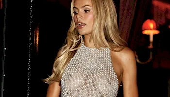 Brooks Nader Outside Restaurant In See-through Top!